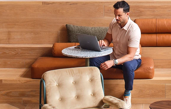 Soft sofa with table offering a comfortable space for visionary thinkers.