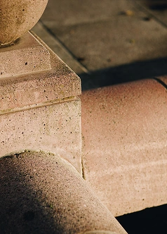 Unusual stone objects inside the building where bold ambitions take shape.